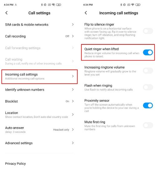 13. Quiet Ringer When Lifted MIUI Settings You Should Change