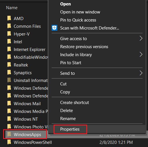 4 access windowsapps folder on windows 10