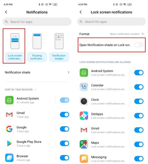 6. Disable Notification Shade on Lock Screen