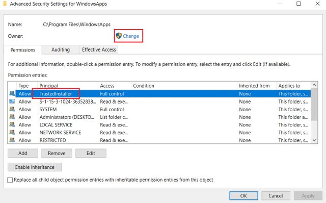 Access WindowsApps Folder on Windows 10