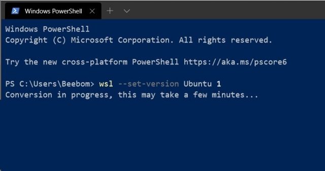 change wsl 2 to wsl 1