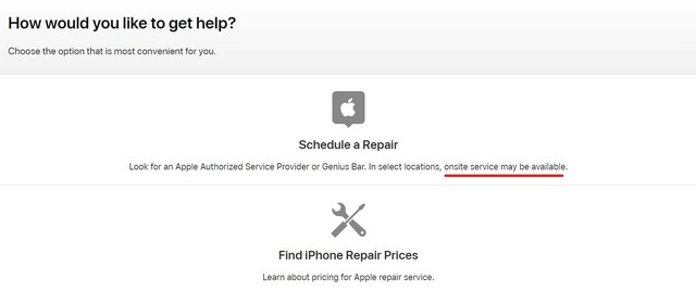 Apple support page