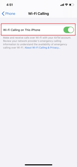 Enable WiFi Calling (vowifi) on iPhone