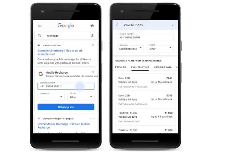 Google search mobile recharge