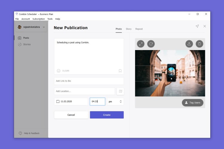 How to Schedule Instagram Posts and Stories Using Combin Scheduler
