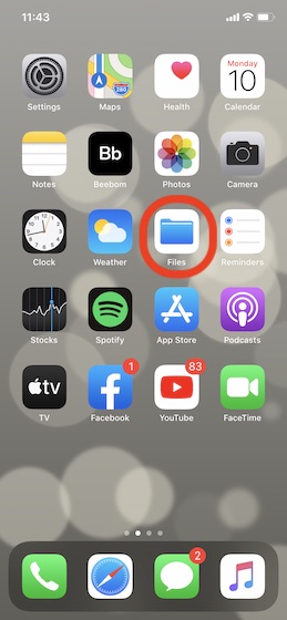 Open Files app on your iPhone