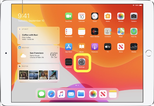 Open Settings app on your iPad