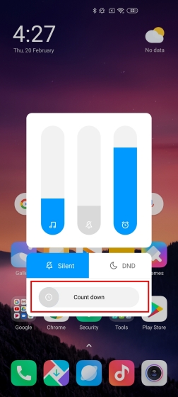 3. Установите обратный отсчет для настроек MIUI DND и Silent Mode, которые вы должны изменить