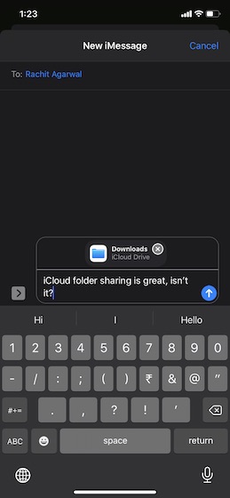 Share iCloud Folder via iMessage