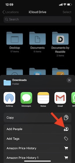 Tap on Add People option in the share sheet