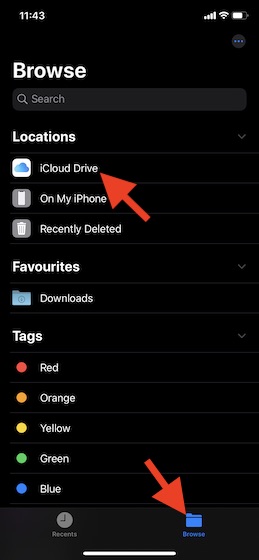 Tap on iCloud Drive