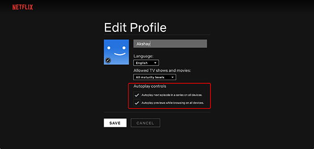 adjust netflix autoplay settings