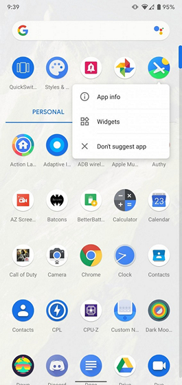 pixel launcher app suggestions