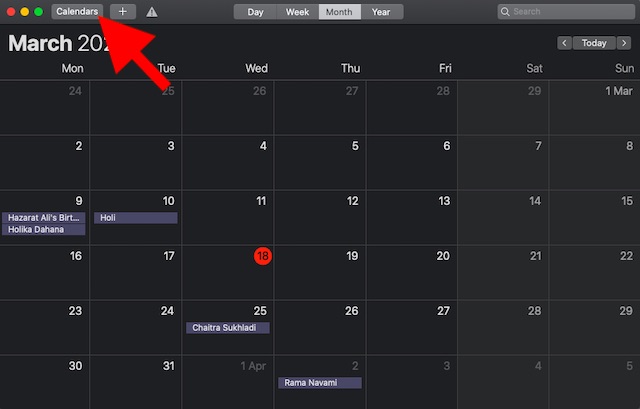 Click on Calendar button