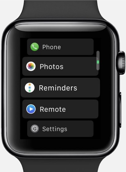 List View on Apple Watch