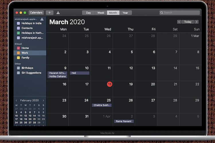 create calendar on mac