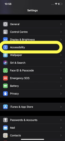 Now, tap on Accessibility.