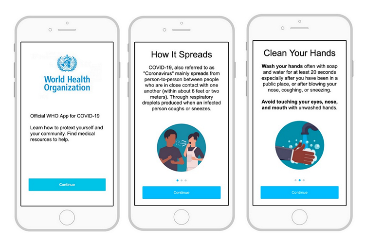 WHO coronavirus app website