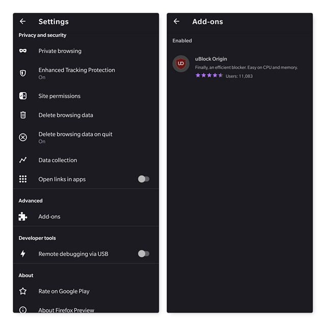 ublock origin android firefox