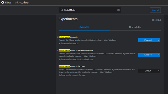global media controls edge