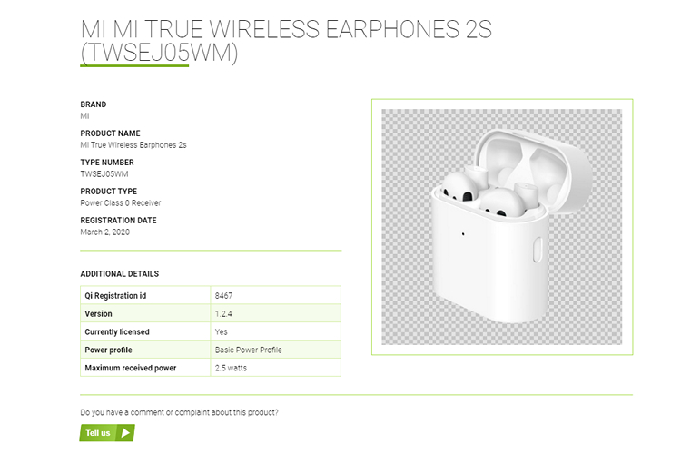 Xiaomi Mi True Wireless Earphones 2S Spotted on WPC