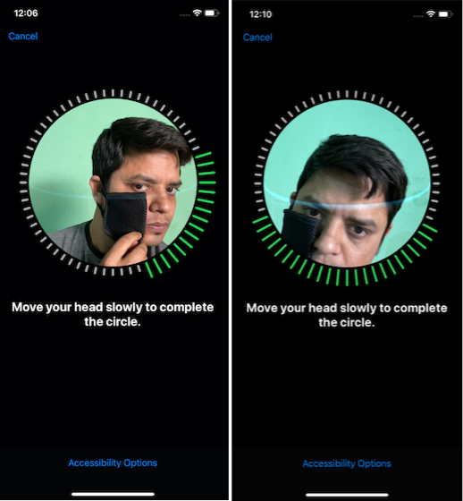 setting up face ID using mask