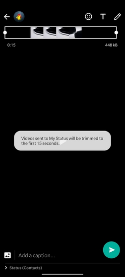 whatsapp 15 seconds status limit