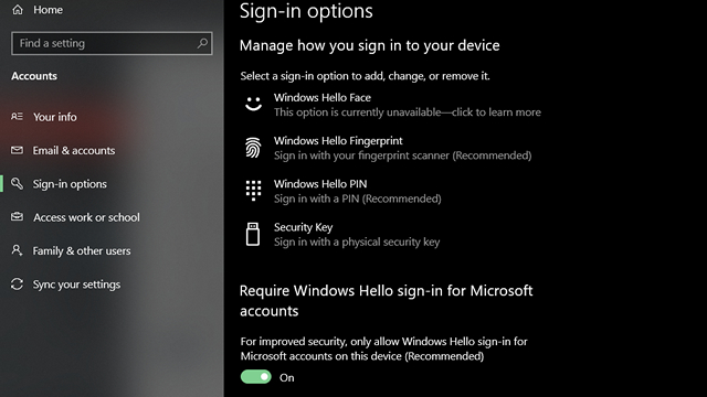 windows hello sign-in