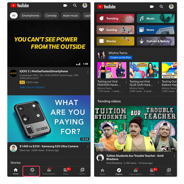 YouTube Rolls out Explore Tab on Android and iOS Beebom