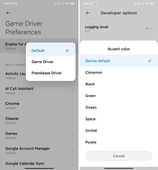 24. Game Driver and Other Developer Options Best MIUI 12 Features