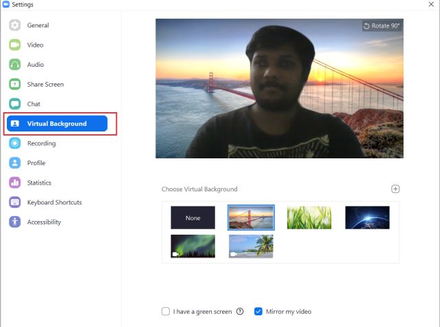 change virtual background in zoom