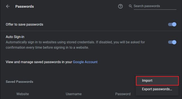 Import Passwords to Chrome from CSV