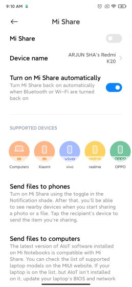 20. Mi Share Improvement MIUI 12 Fitur Terbaik