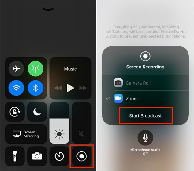 how to share screen on zoom from iphone