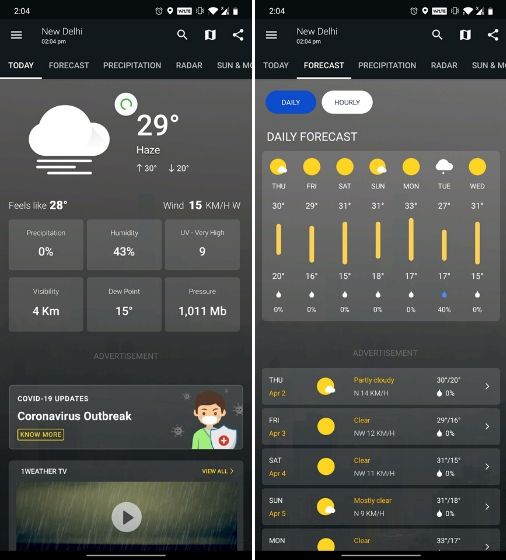 10 Best Dark Sky Alternatives For Android In 2020 Beebom