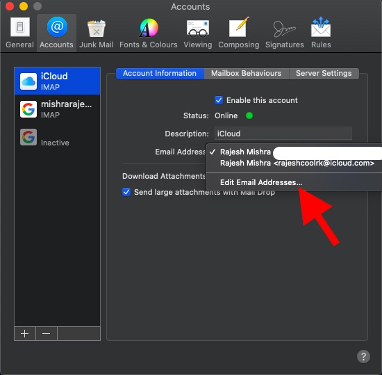 Click on Edit email addresses