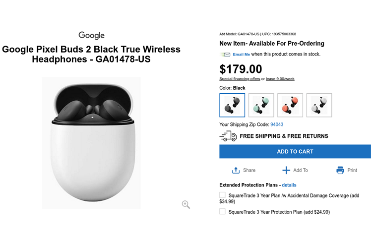 Pixel Buds 2 Temporarily Listed Online, Revealing Features, Tech Specs | Beebom