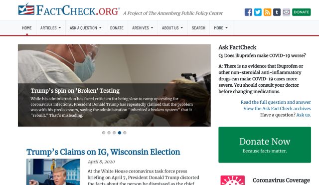 3. FactCheck.Org Best Fact-checking Websites