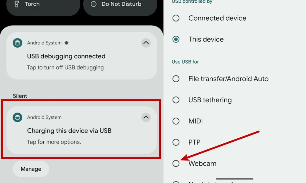 Tap connected via USB