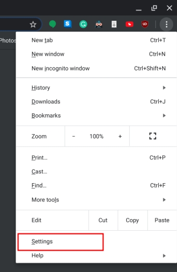 15. Open Chrome's Menu and Settings