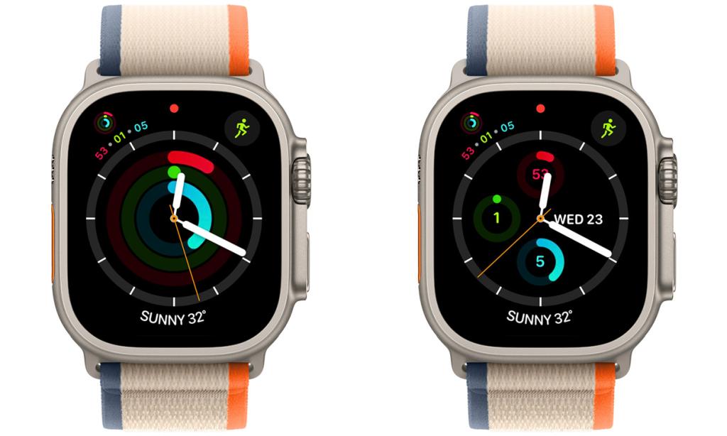 Activity watch face with two different styles in watchOS