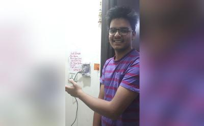 Class 11 Delhi boy develops touch-free doorbell.