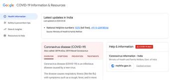 google covid 19 india website