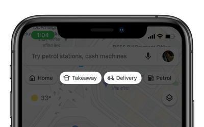 google maps highlighting delivery restaurants