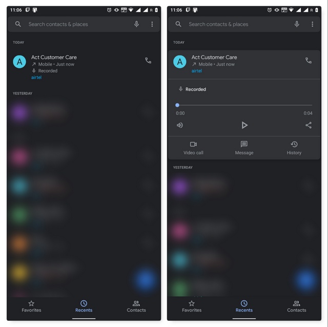 google phone call recording ui