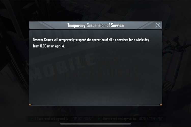 pubg mobile shut down