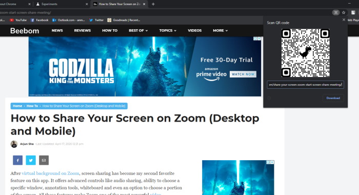 Chrome Canary Now Lets You Share Webpages Using QR Codes | Beebom