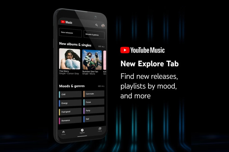 youtube music adds explore tab