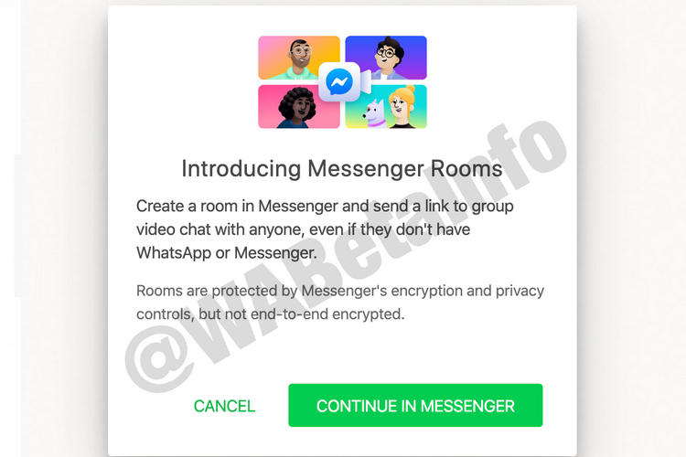 Messenger Rooms shortcut WA web website