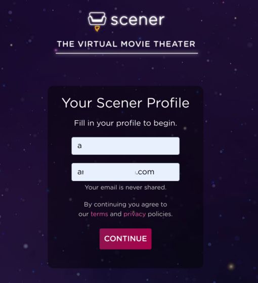 Scener profile creation